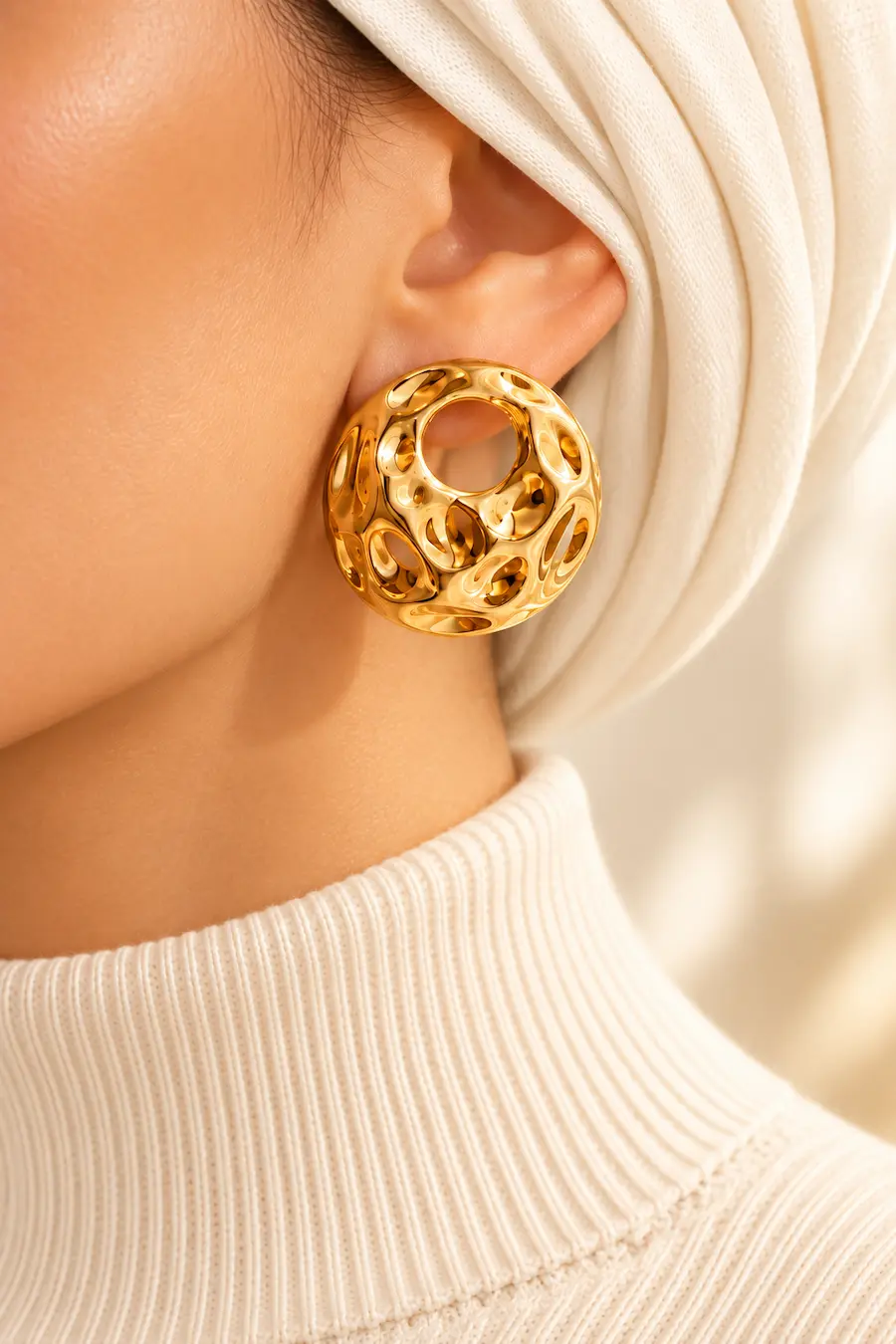 Boucles d'oreilles en acier inoxydable doré pour femme